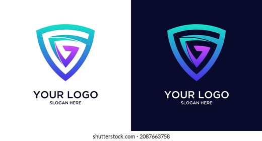 Letter g monogram gradient and shield sign combination