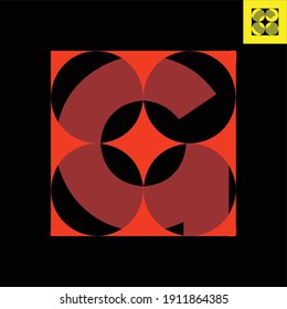 Letter G monogram logo design in Bauhaus art style. Vector logo in Eps 8.