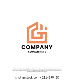 inspiración en el diseño del logotipo de la letra G en monograma. Logo inicial para la identidad empresarial.