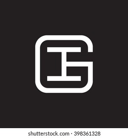 letter G and I monogram square shape logo white black background