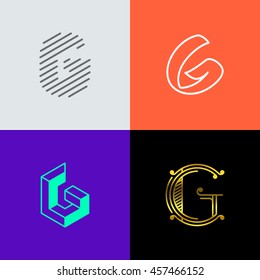 Letter "G' monograms set. Trendy logo design. Eps10 vector illustration.