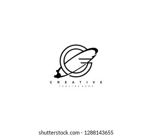 Letter G Monoline Linear Rounded Swoosh Arrow Logo Design
