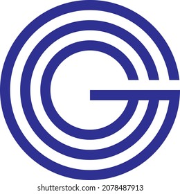 Letter G monoline logo design, template, no background