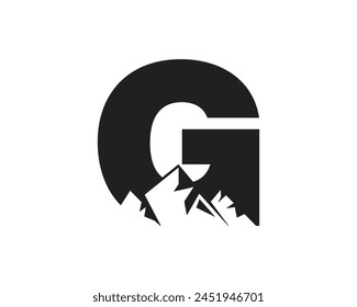 Letter G Mountain Logo. Template Minimalist Alphabet Vector Design	