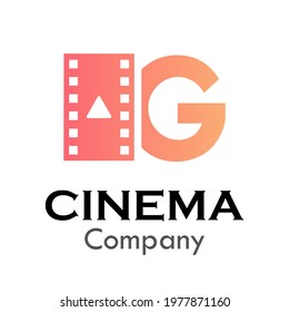 Letter g with movie symbol logo template illustration