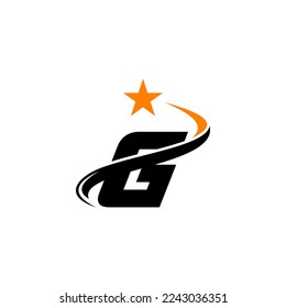 Letter G with moving star logo design.