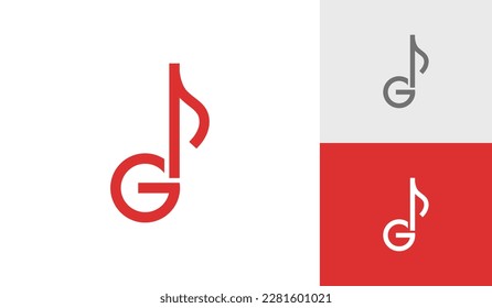 Letter G and music note logo design vector