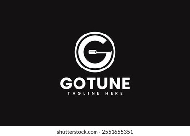 letter G music with record vinyl shape modern logo design template for music instrument and entertainment company business  