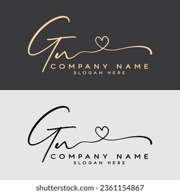 Letra G N GN Simple e ilustración aman el Vector de firma inicial del logotipo.