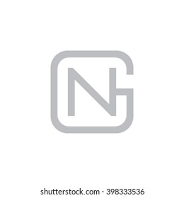 letter G and N monogram square shape logo gray