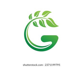 Letter G Nature Leaf Logo Design, Green Leaves modern Logos Designs