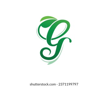 Letter G Nature Leaf Logo Design, Green Leaves modern Logos Designs