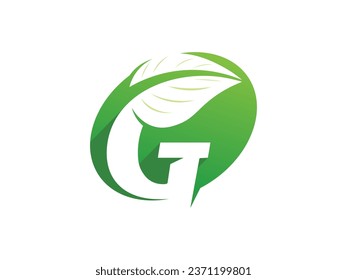 Letter G Nature Leaf Logo Design, Green Leaves modern Logos Designs