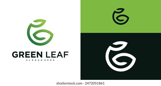 Letter G nature leaf logo design, Green leaf abstract logo design. Premium Vector