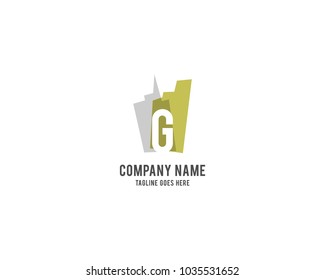 Letter G Negative Space Building And Construction Logo Vector Template