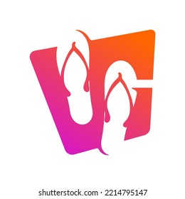 Letter G With Negative Space Flip Flop Sandal Editable Vector
