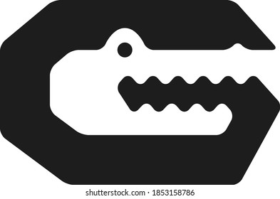 Letter G with Negative Space Head of Alligator