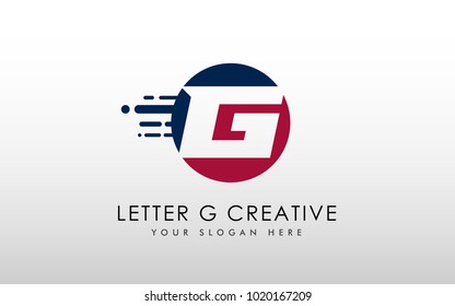 Letter G Negative Space Logo Design Template. Letter G inside Circle