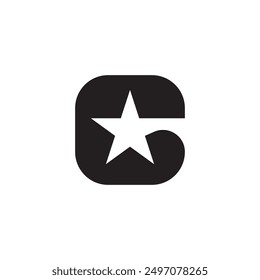 Letter G negative space star icon for game stations logo