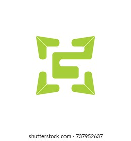 letter g negative style with leafs logo vector