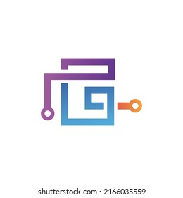 Letter g network technology logo design