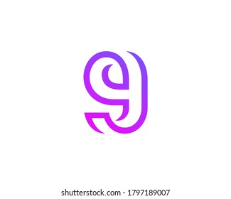 Letter G number 9 logo icon design template elements