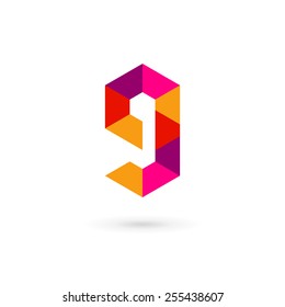 Letter G number 9 mosaic logo icon design template elements 
