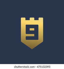 Letter G number 9 shield logo icon design template elements