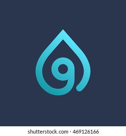 Letter G number 9 water drop logo icon design template elements