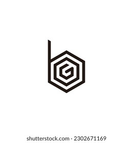 Letter G, o and b hexagon geometric symbol simple logo vector