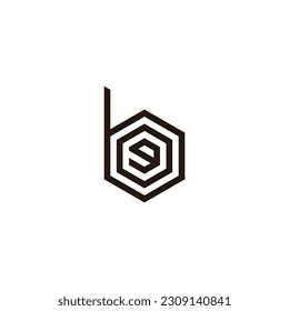 Letter g, o and b hexagon lines geometric symbol simple logo vector