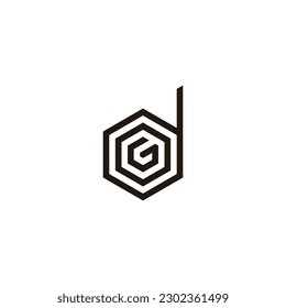 Letter G, o and d hexagon geometric symbol simple logo vector