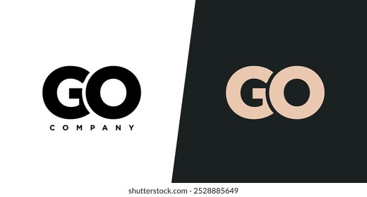 Letra G e O, modelo de design do logotipo GO. Logótipo inicial com base em monograma mínimo.