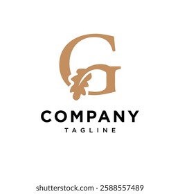 Letter G Oak Leaf Logo Icon Vector