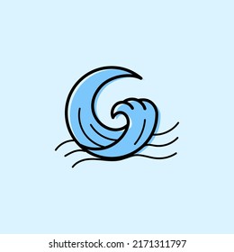 letter g from with ocean wave sea badge logo vector illustration