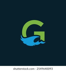 letra G ondas oceano logotipo design