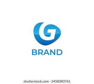 Letter G on blue background logo icon design template