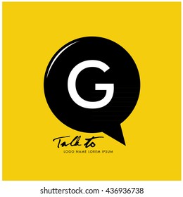 Letter G on bubble talk icon as an integrated communication. Design Template for the communication, commercial, technology, and campaign activities