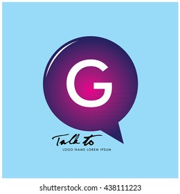 Letter G on bubble talk icon as an integrated communication. Design Template for the communication, commercial, technology, and campaign activities