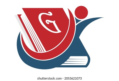 letter G on the cover of the book. Flat style