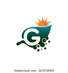 Letra G sobre el logotipo de concepto de hoja o diseño de plantilla de símbolo