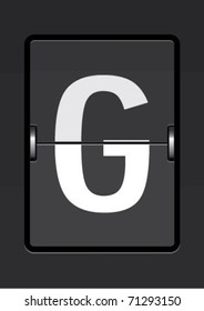 letter g  on a mechanical timetable