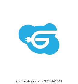 letter g online cloud data electric plug symbol logo vector