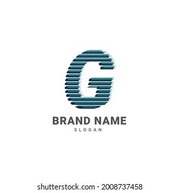 letter G optic illusion logo, trendy glitch alphabet brand