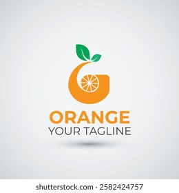 Letter G orange fruit logo design template