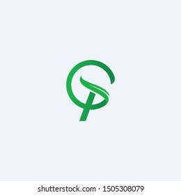 Letter G P and leaf logo design vector template