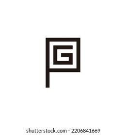 Letter G in P, square geometric symbol simple logo vector