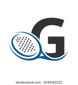 Letter G With Padel tennis Racket Logo Design Vector Template. Beach Table Tennis Club Symbol. business, and company identity