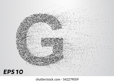 Letter G from the particles. The letter G consists of circles and points. Vector illustration.