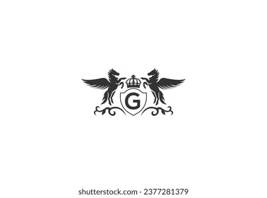 letter G and pegasus logo vector. horse logo.